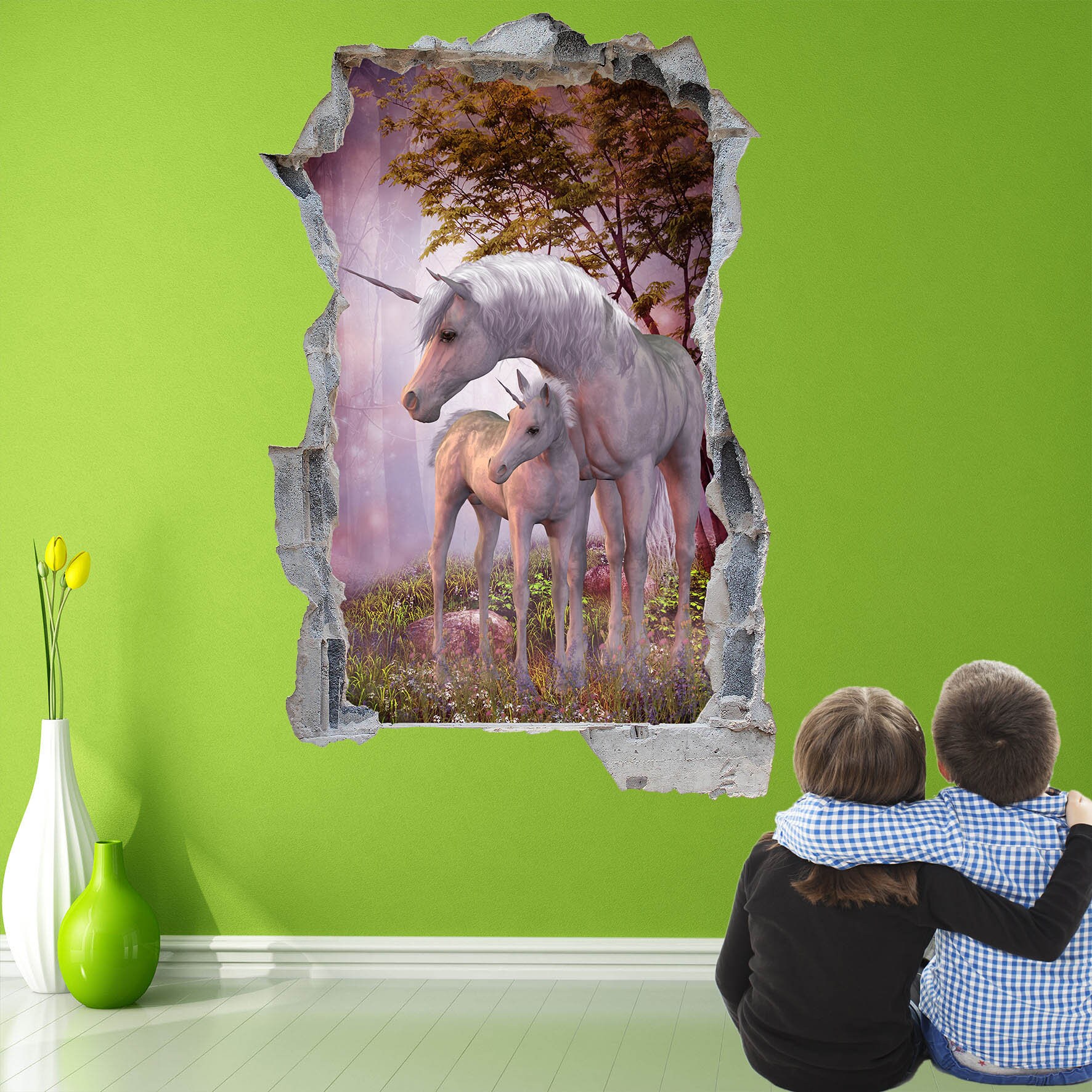 Unicorn Enchanted Forest Fantasy Wall Sticker Mural Decal Print Art ...