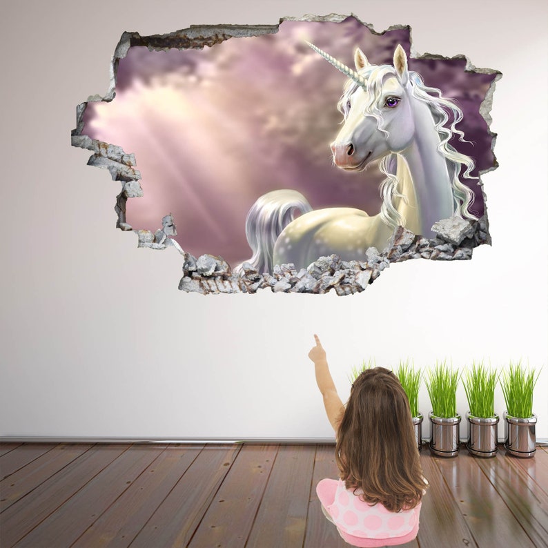 Unicorn Enchanted Forest Fantasy Wall Sticker Mural Decal Print Art ...