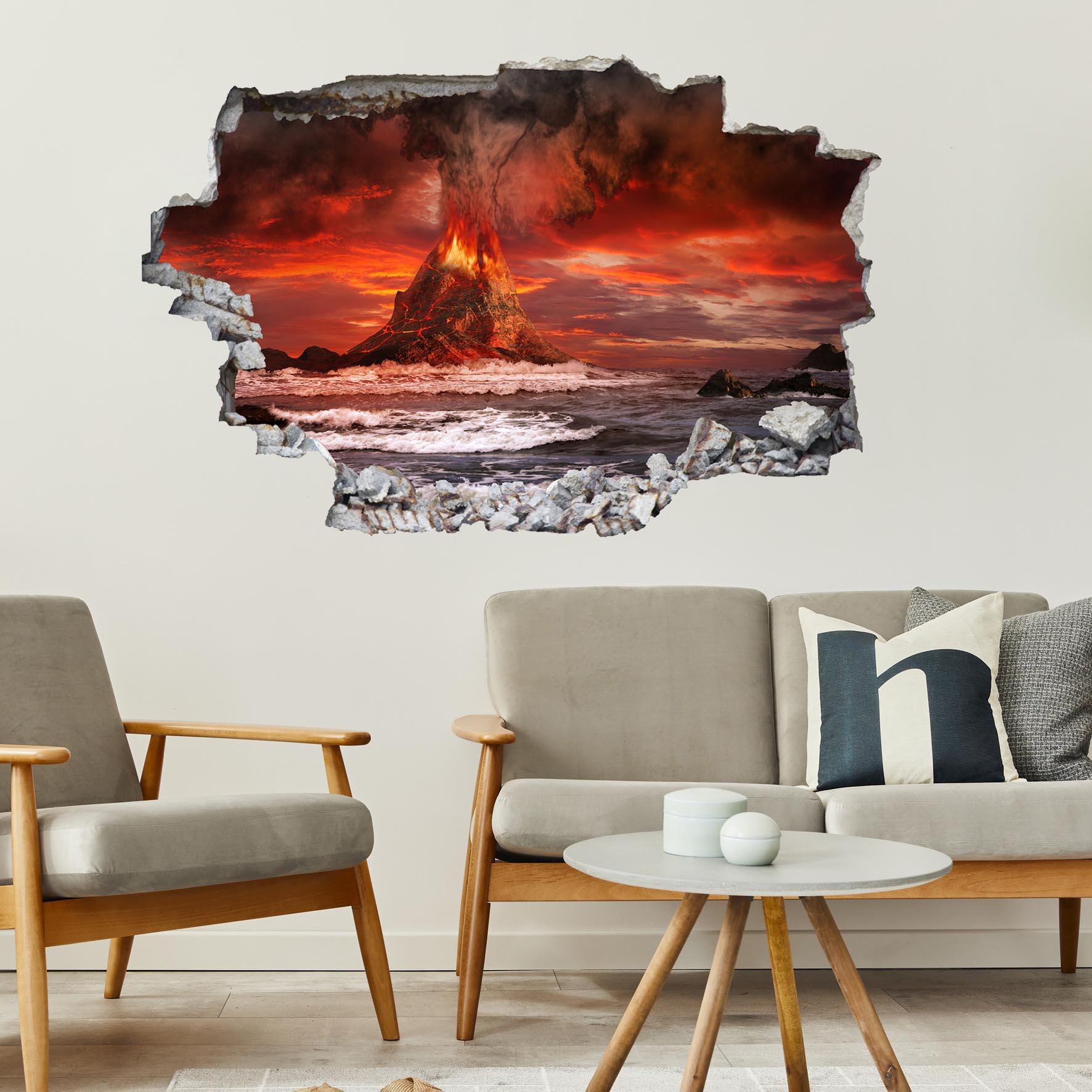 Volcano Eruption Wall Decal Sticker Mural Poster Print Art Home Office ...
