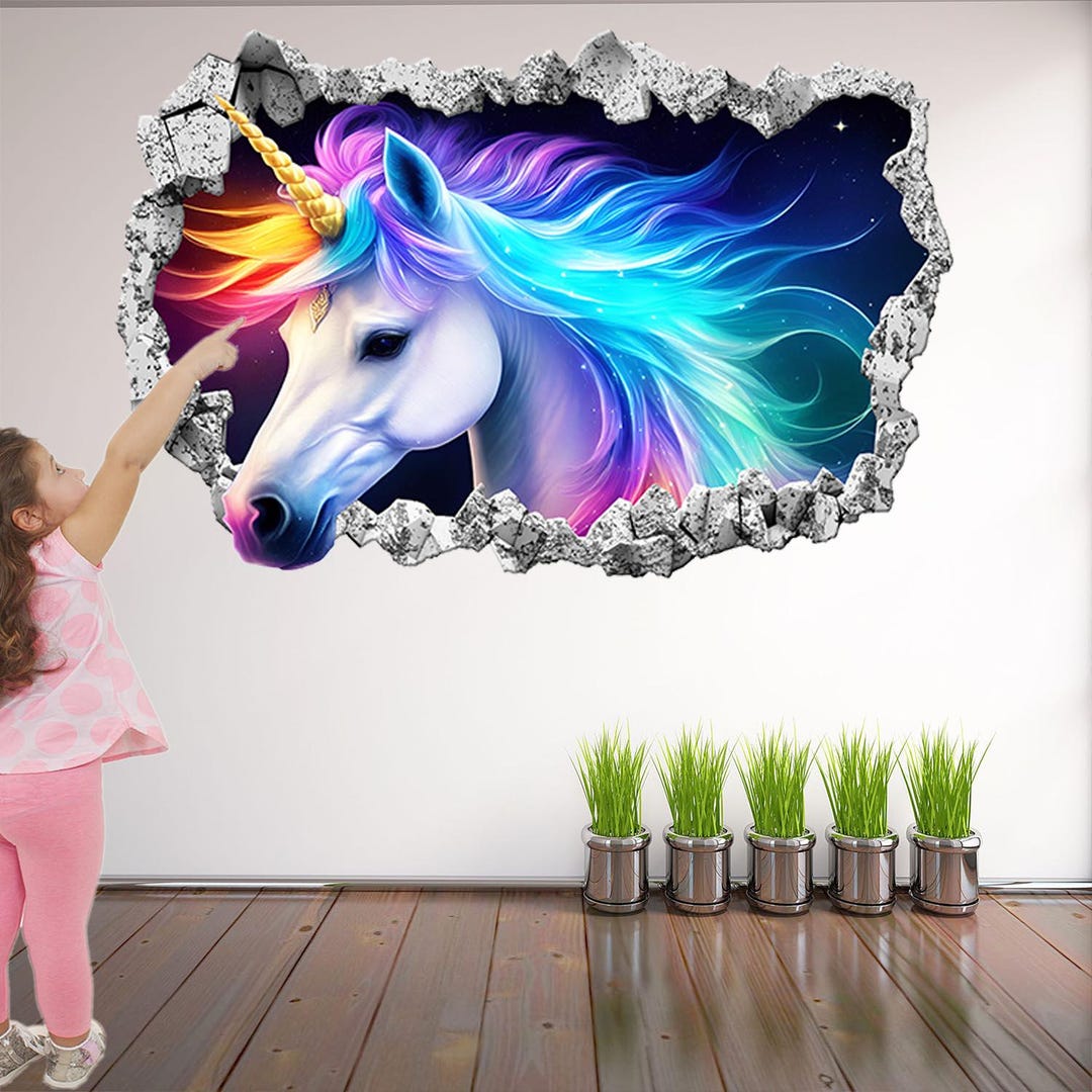 Unicorn Wall Decal Sticker Mural Poster Print Art Kids Girls Bedroom ...