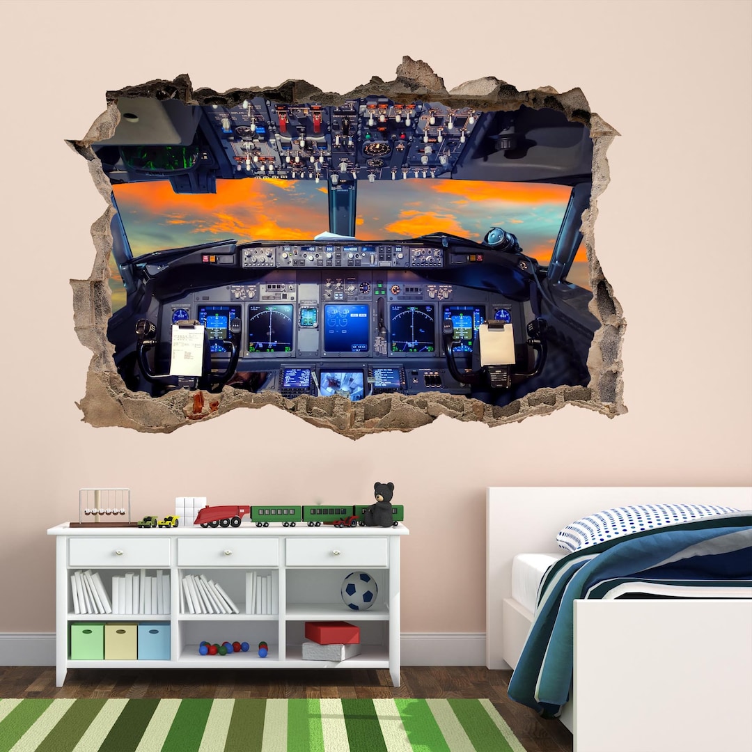 Airplane Cockpit Aircraft Wall Stickers Mural Decal Poster Print Art ...
