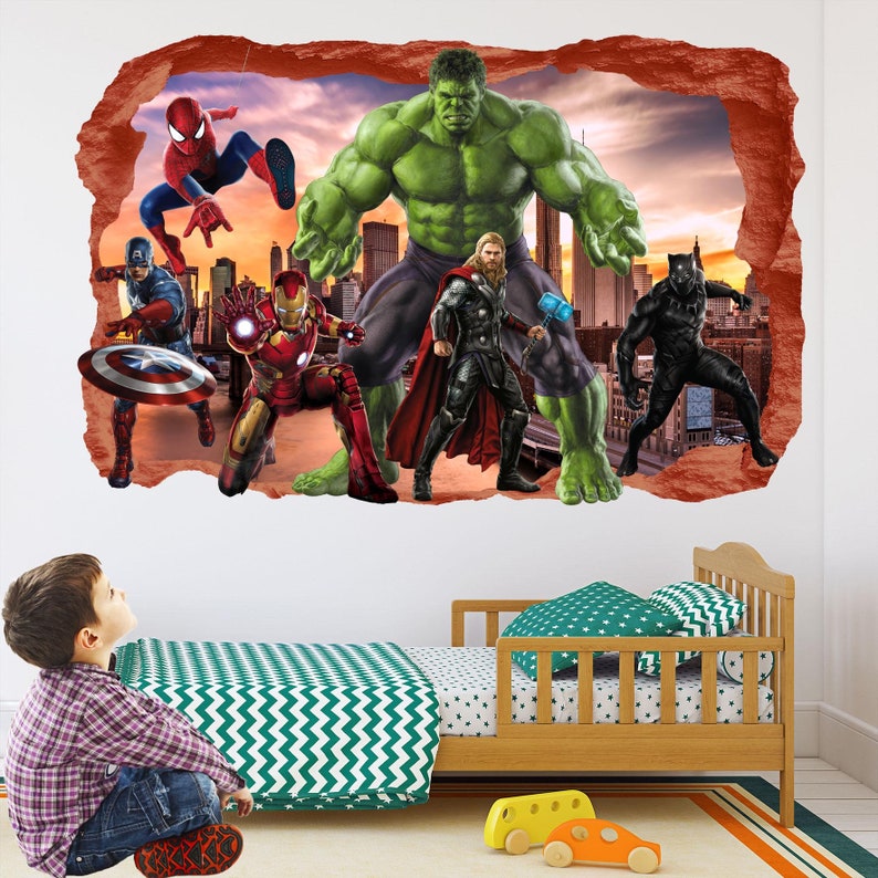 avengers superhero wall decal sticker mural poster print art etsy