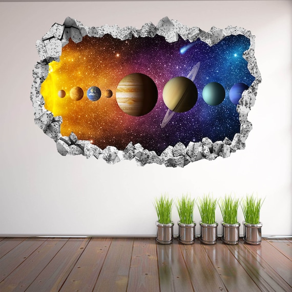 Space Solar System Wall Sticker Mural Decal Print Art Etsy
