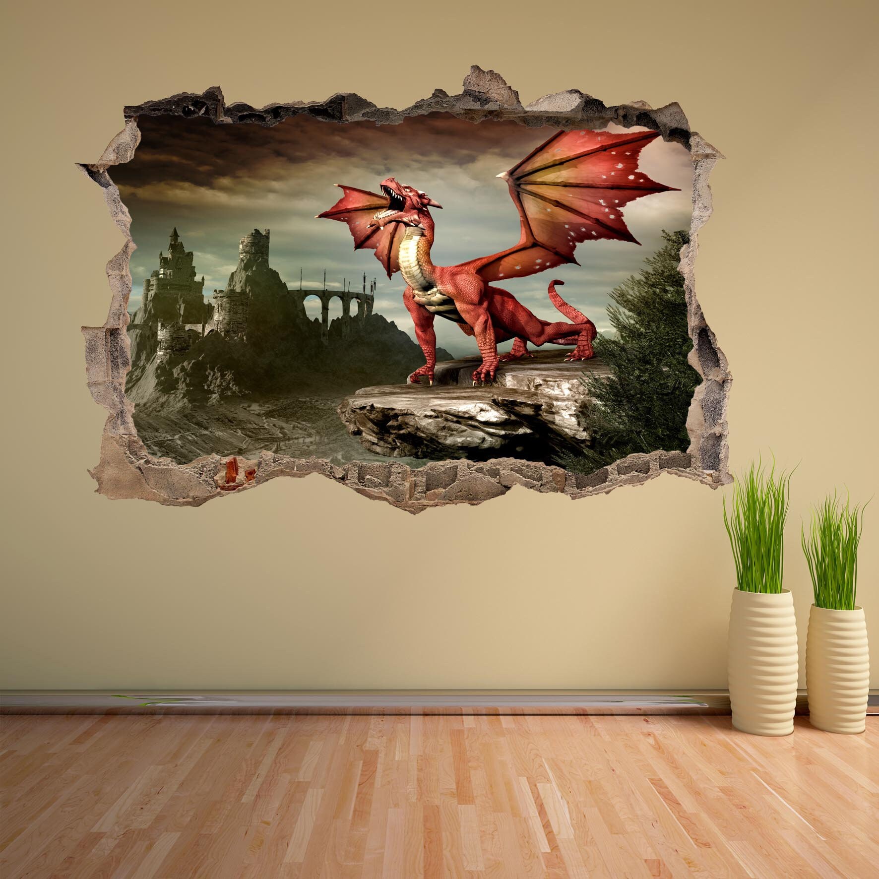 Dragon Fantasy Castle Wall Sticker Mural Decal Print Art Kids - Etsy