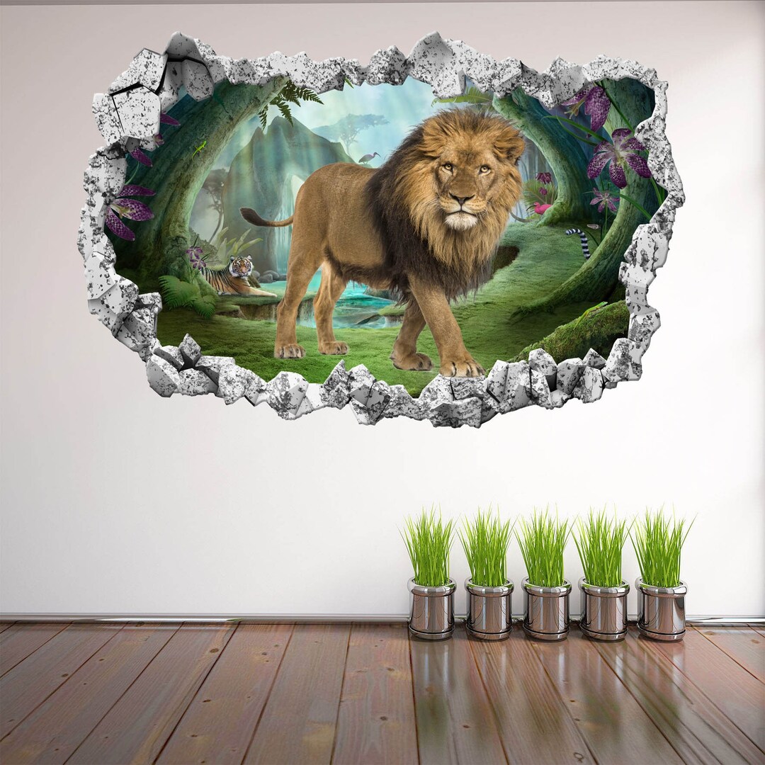 Lion Tiger Jungle Wall Decal Sticker Mural Poster Print Art Home Office ...