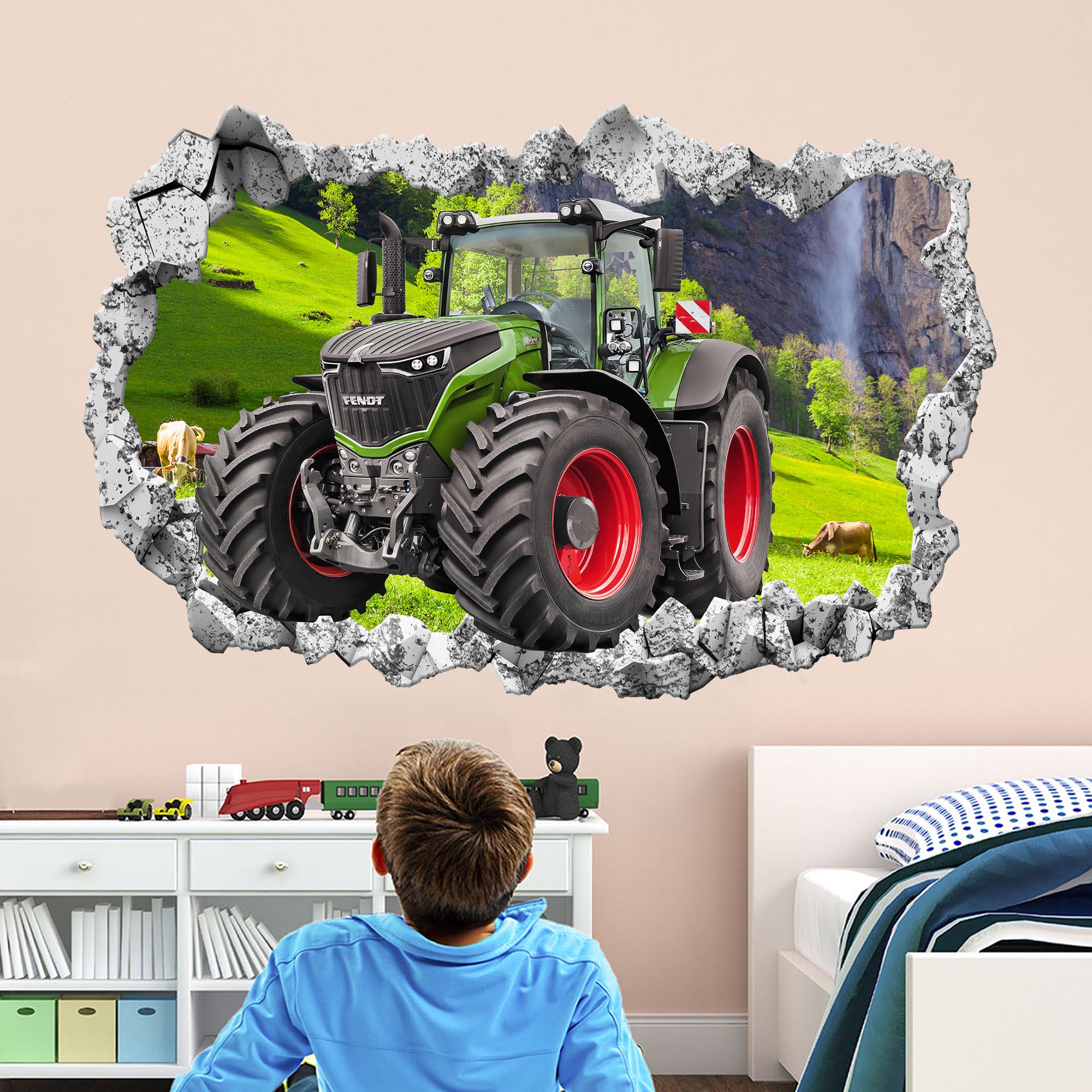 Chicbanners 2Pcs Wandtattoo ähdrescher Traktor Trecker 3D Effekt XXL Far Feld Landwirtschaft