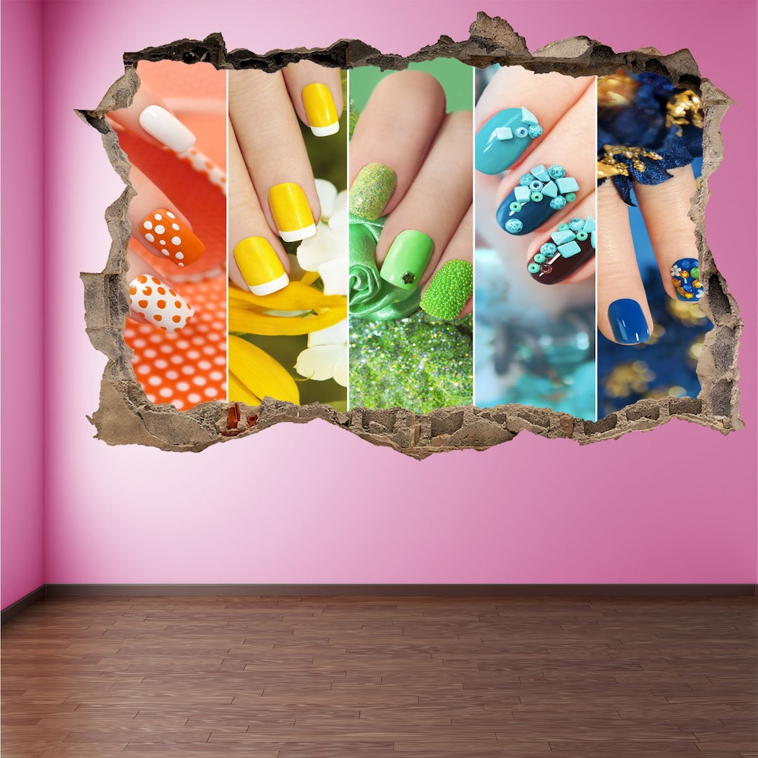 Colorful Nail Art Manicure Beauty Salon Wall Decal Sticker - Etsy UK