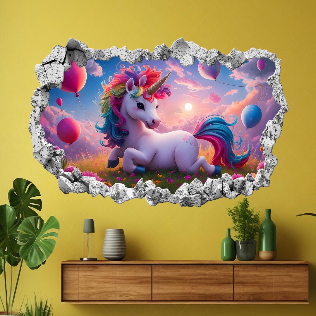 Unicorn Wall Decal Sticker Mural Poster Print Art Kids Girls Bedroom ...