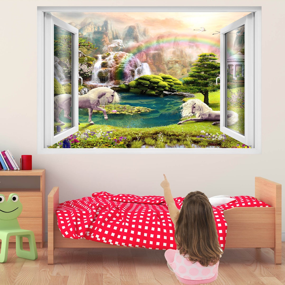 Unicorn Enchanted Forest Fantasy Wall Sticker Mural Decal Print Art ...