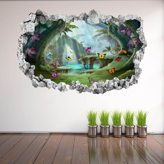 Enchanted Forest Butterflies Fantasy Wall Decal Sticker Mural | Etsy
