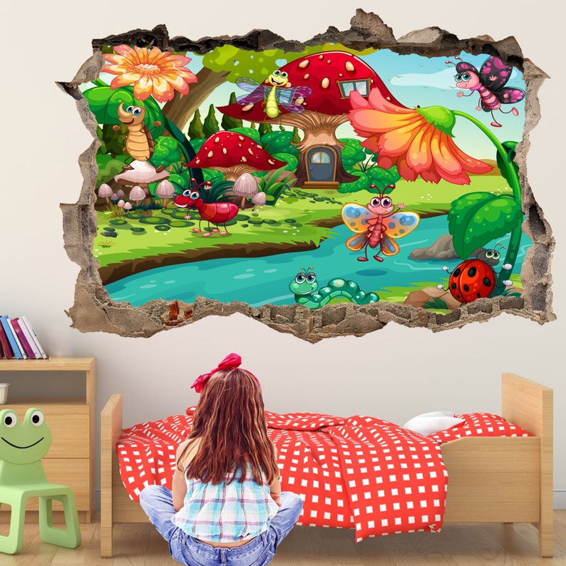 Fairy Forest Mushroom House River Wall Decal Sticker Mural - Etsy