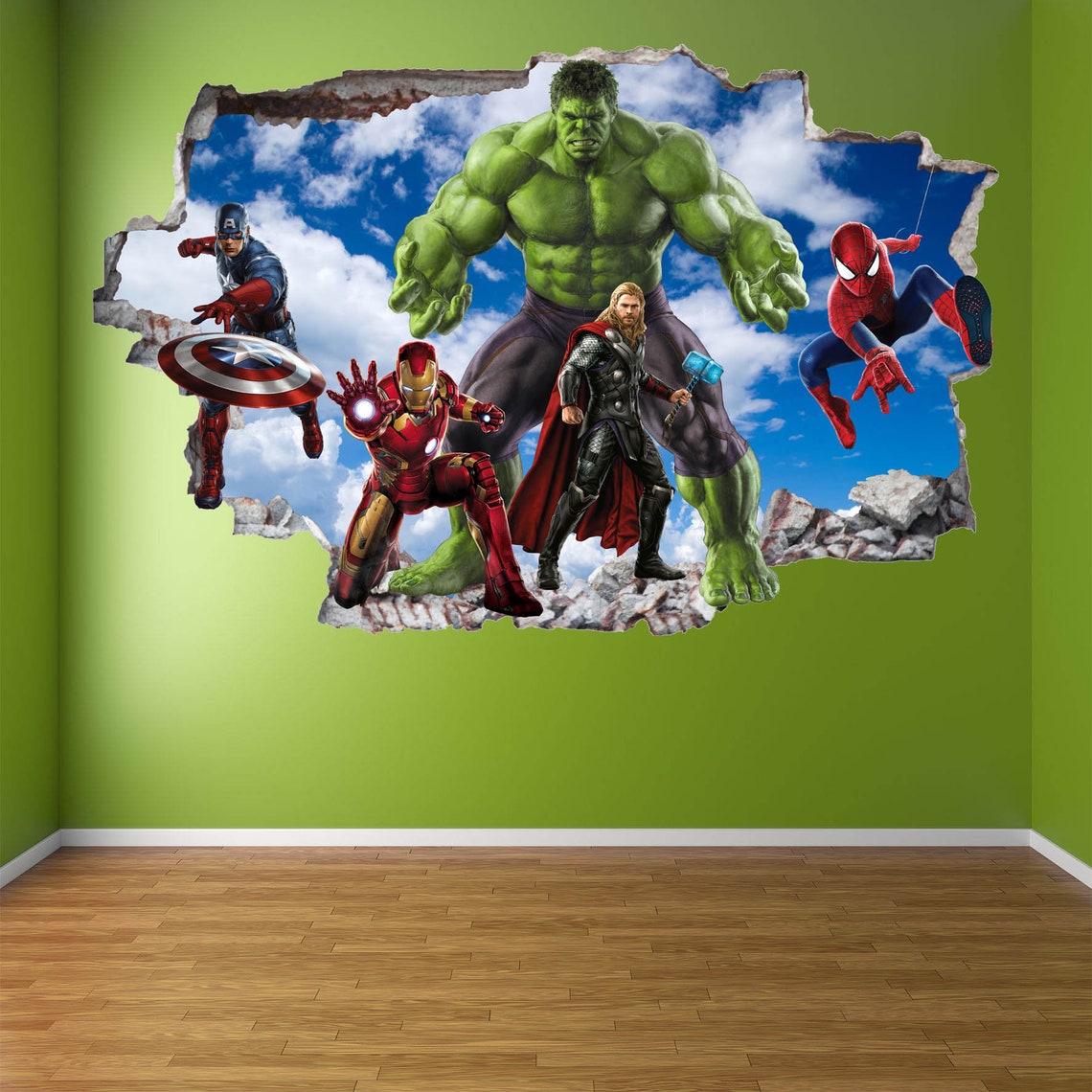 Avengers Superhero Wall Decal Sticker Mural Poster Print Art Etsy