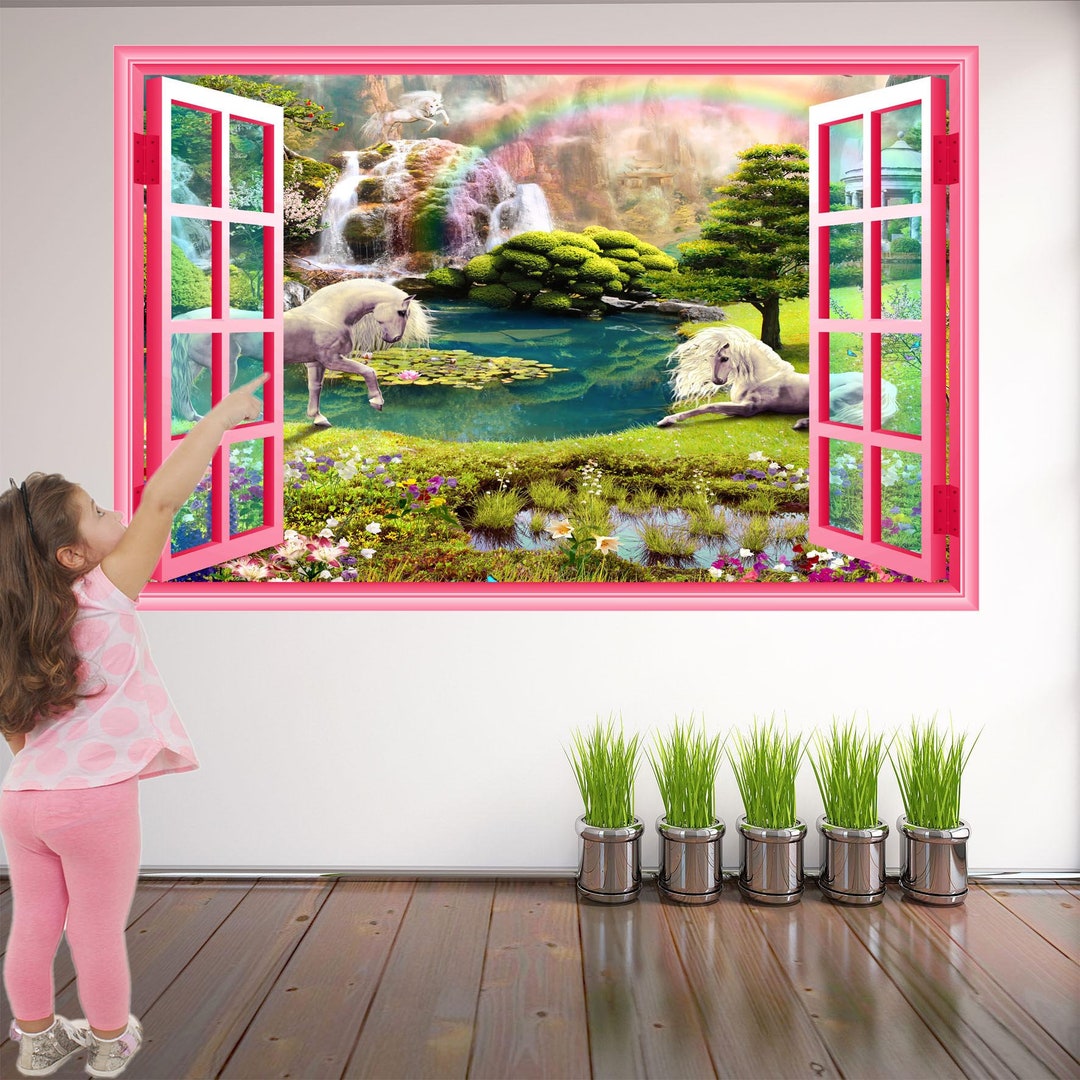Unicorn Fairy Forest Fantasy Wall Decal Sticker Mural Poster Print Art ...