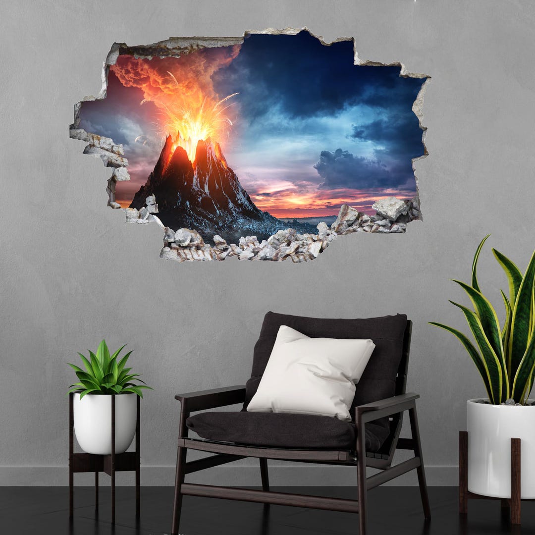 Volcano Eruption Wall Decal Sticker Mural Poster Print Art Home Office ...