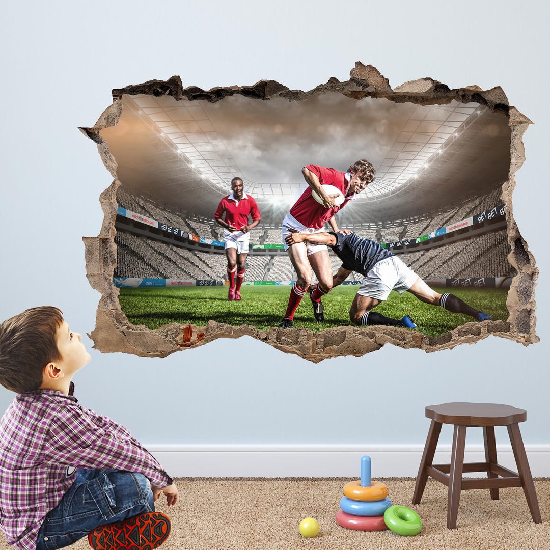 Rugby Players Wall Decal Sticker Mural Poster Print Art Kids Bedroom ...