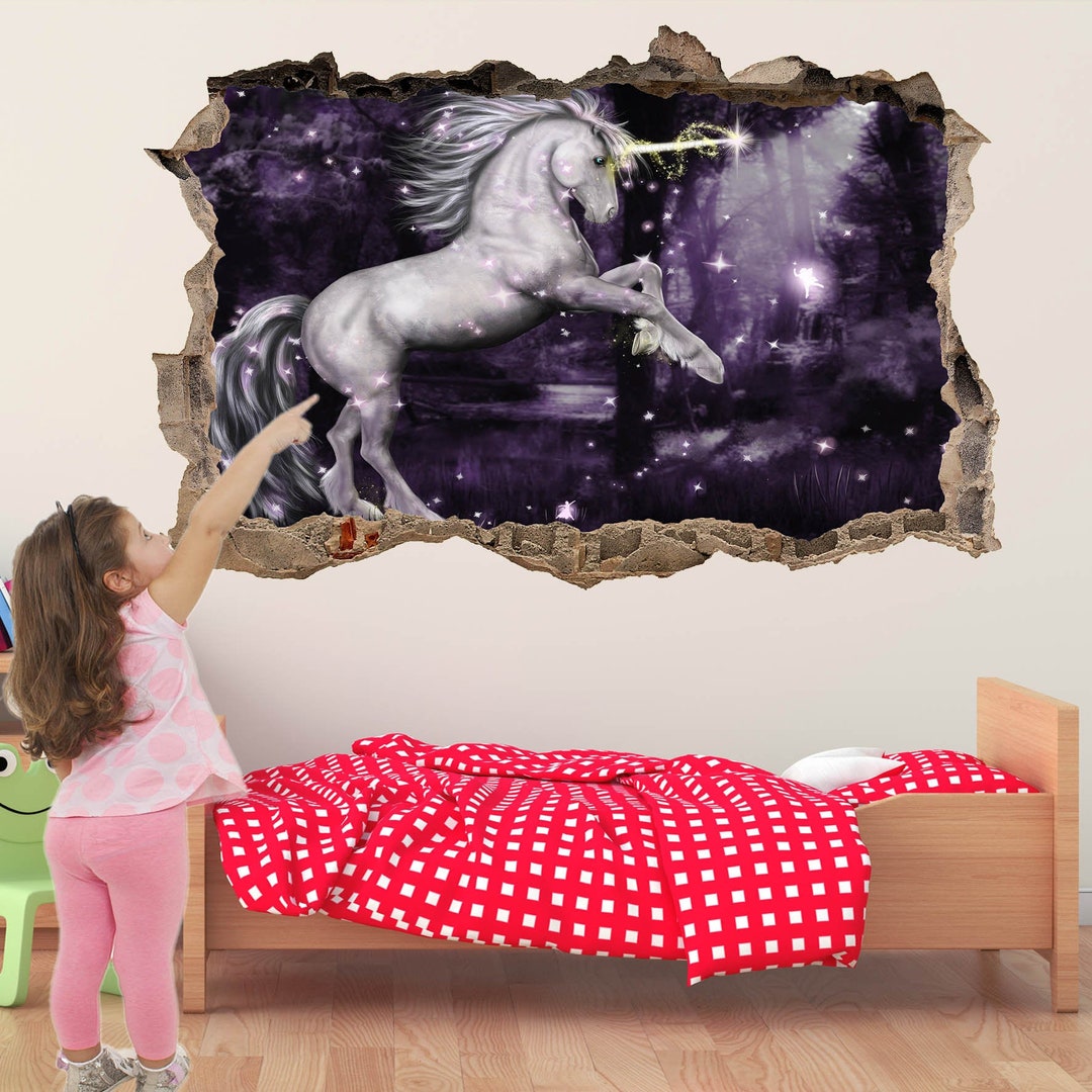 Unicorn Enchanted Forest Fantasy Wall Sticker Mural Decal Print Art ...