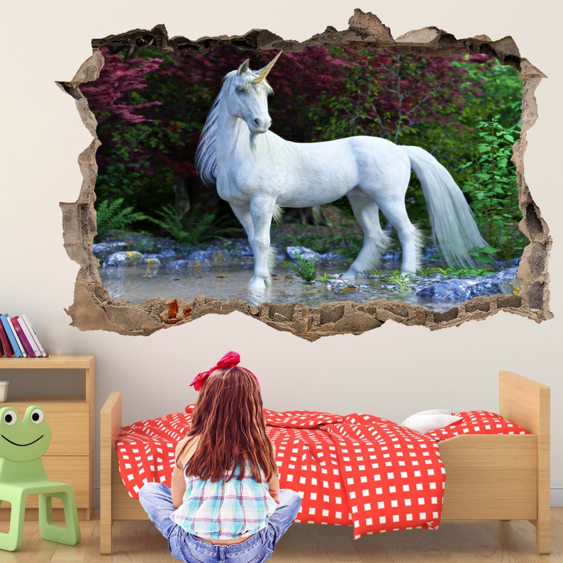 Unicorn Enchanted Forest Wall Decal Sticker Mural Poster Print Etsy