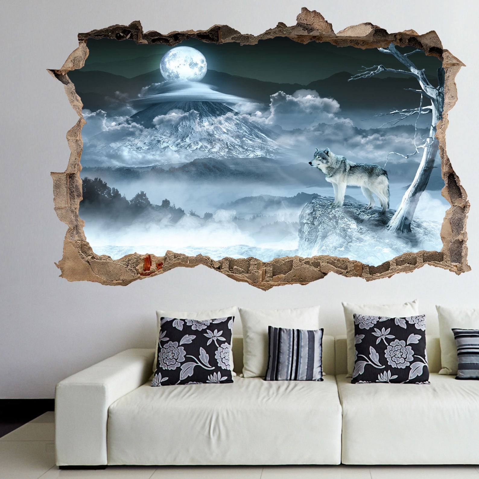 Wolf Moon Night Wall Sticker Mural Decal Print Art EJ15 - Etsy