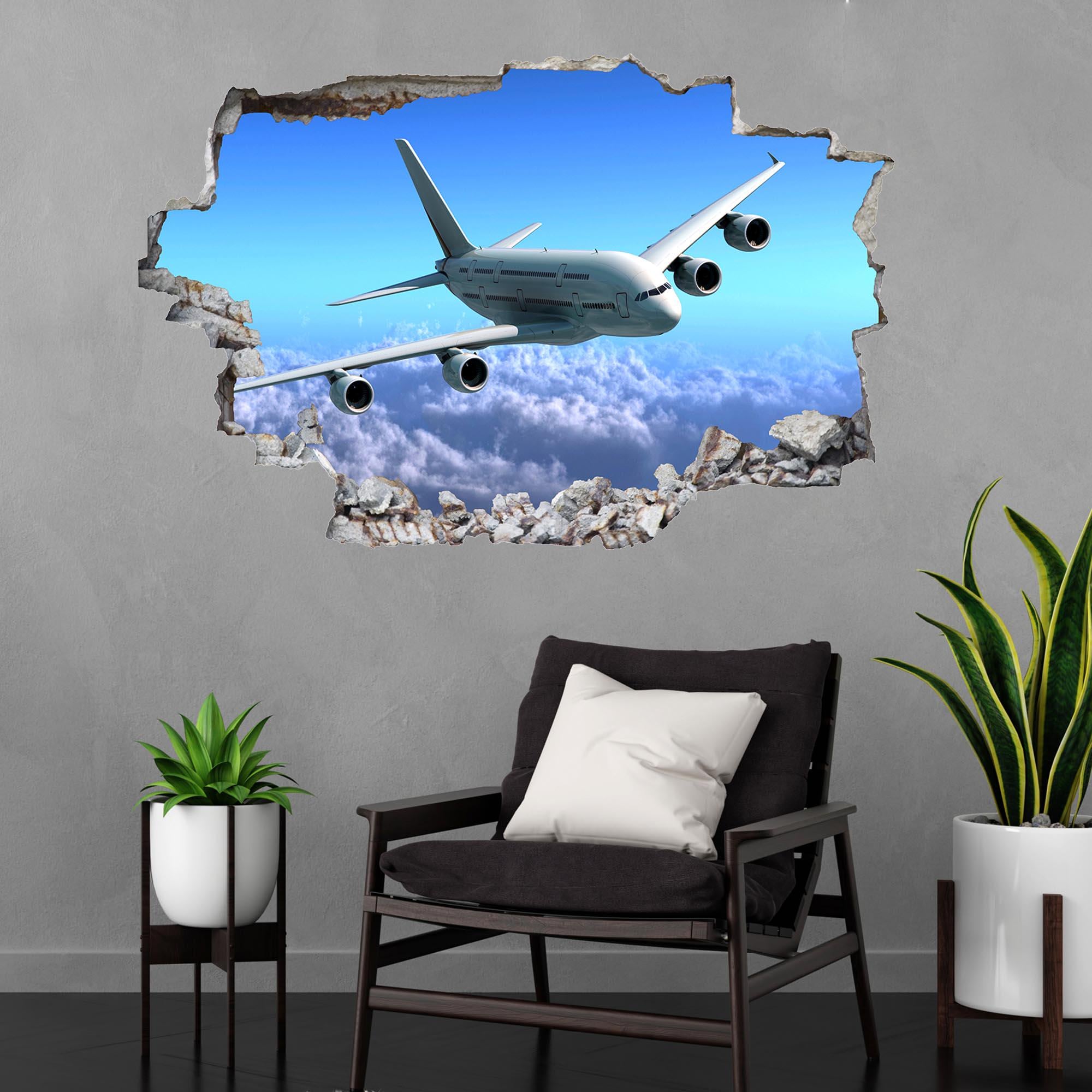 Muurstickers - Sticker Folie - Uitzicht vanuit het vliegtuig - 60x80 cm - Plakfolie