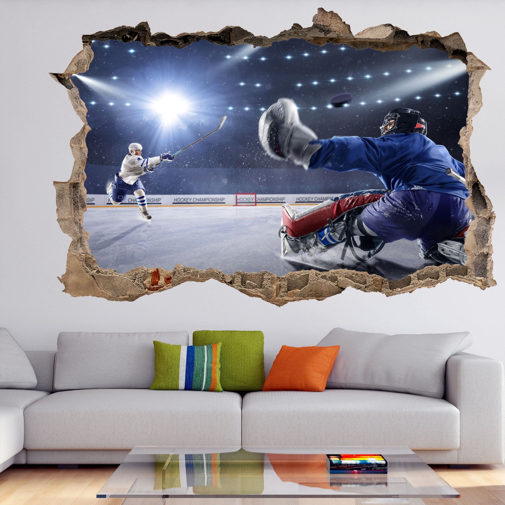 Ice Hockey Rink Players Wall Decal Sticker Mural Home Office Etsy Canada