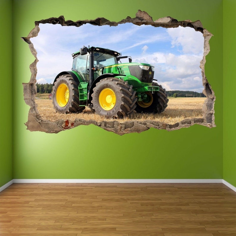 Sticker mural tracteur moderne décalcomanie murale affiche impression Art maison ferme décoration véhicule agricole machines BF10 image 1