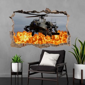 Apache Helicopter Aircraft Military Wall Sticker Mural Decal Poster Print Art Kids Bedroom Home Decor AH5