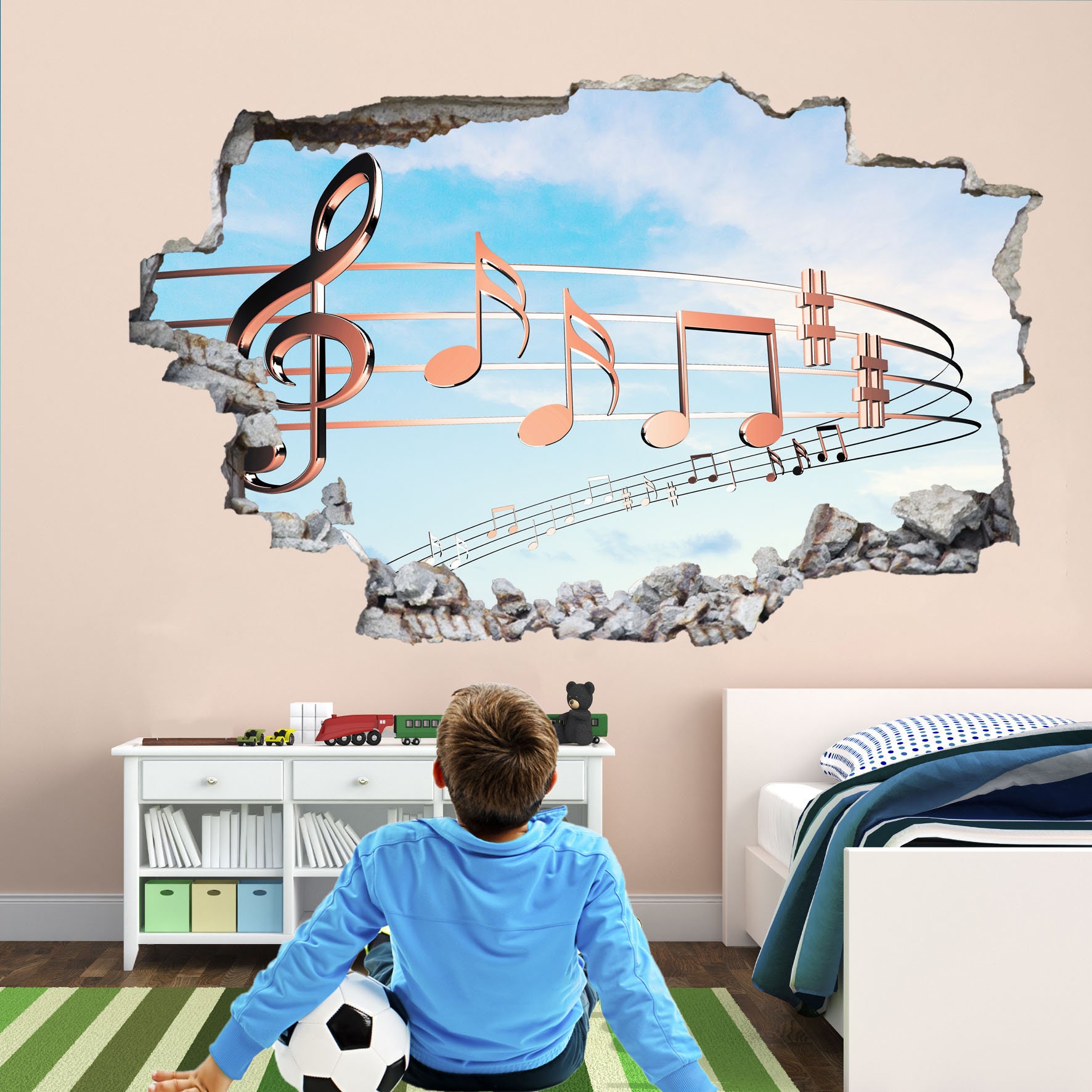 Autocollant mural notes musique couleur - TenStickers