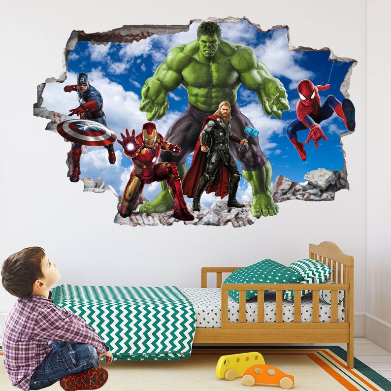 avengers superhero wall decal sticker mural poster print art etsy