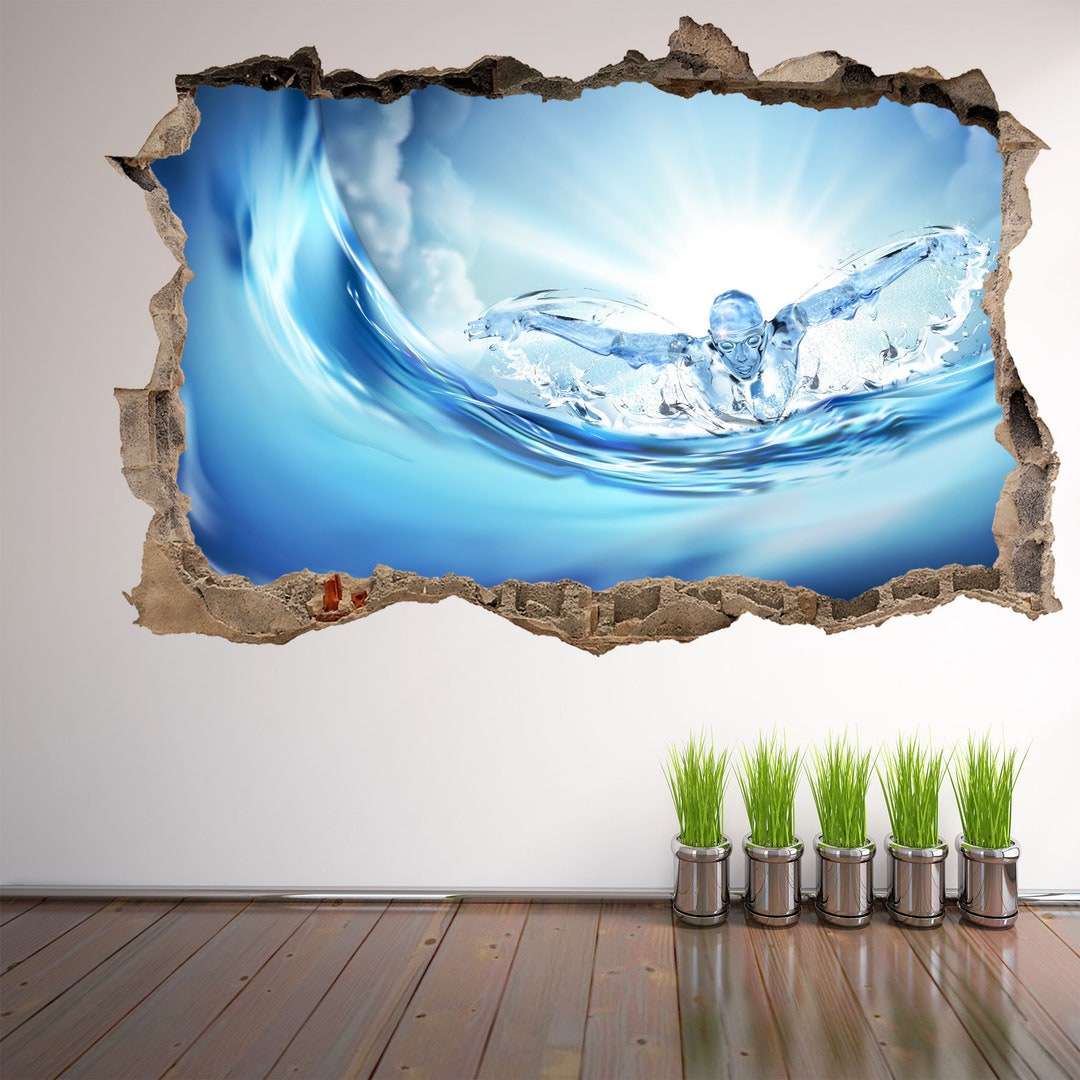 Liquid Swimmer Wall Decal Sticker Mural Print Art Home Office Bedroom ...