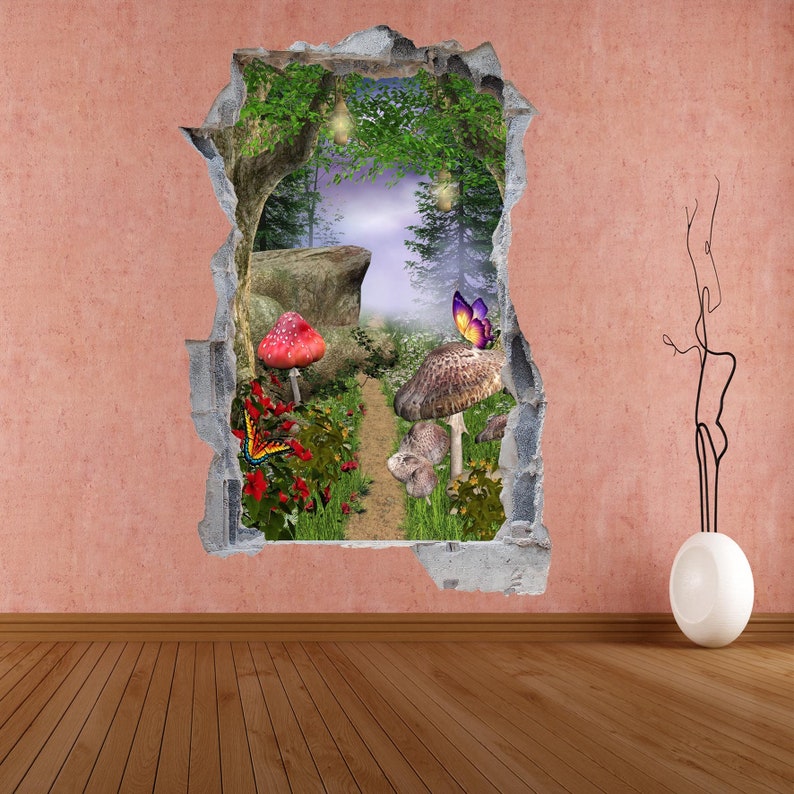 Fairy Garden Mushroom Fantasy Forest Wall Decal Sticker Mural Poster ...