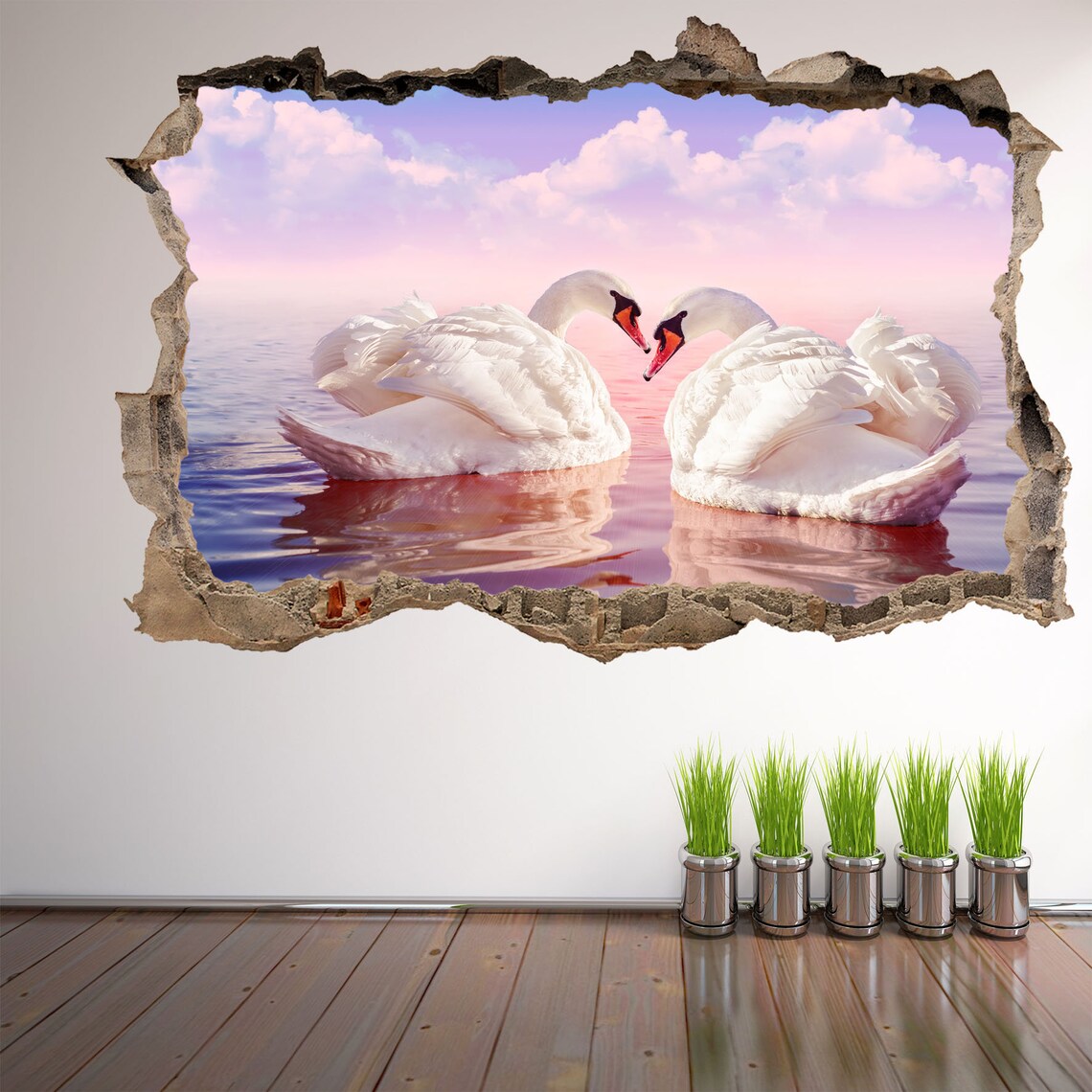 White Swans Wall Decal Sticker Mural Poster Print Art Home Etsy UK