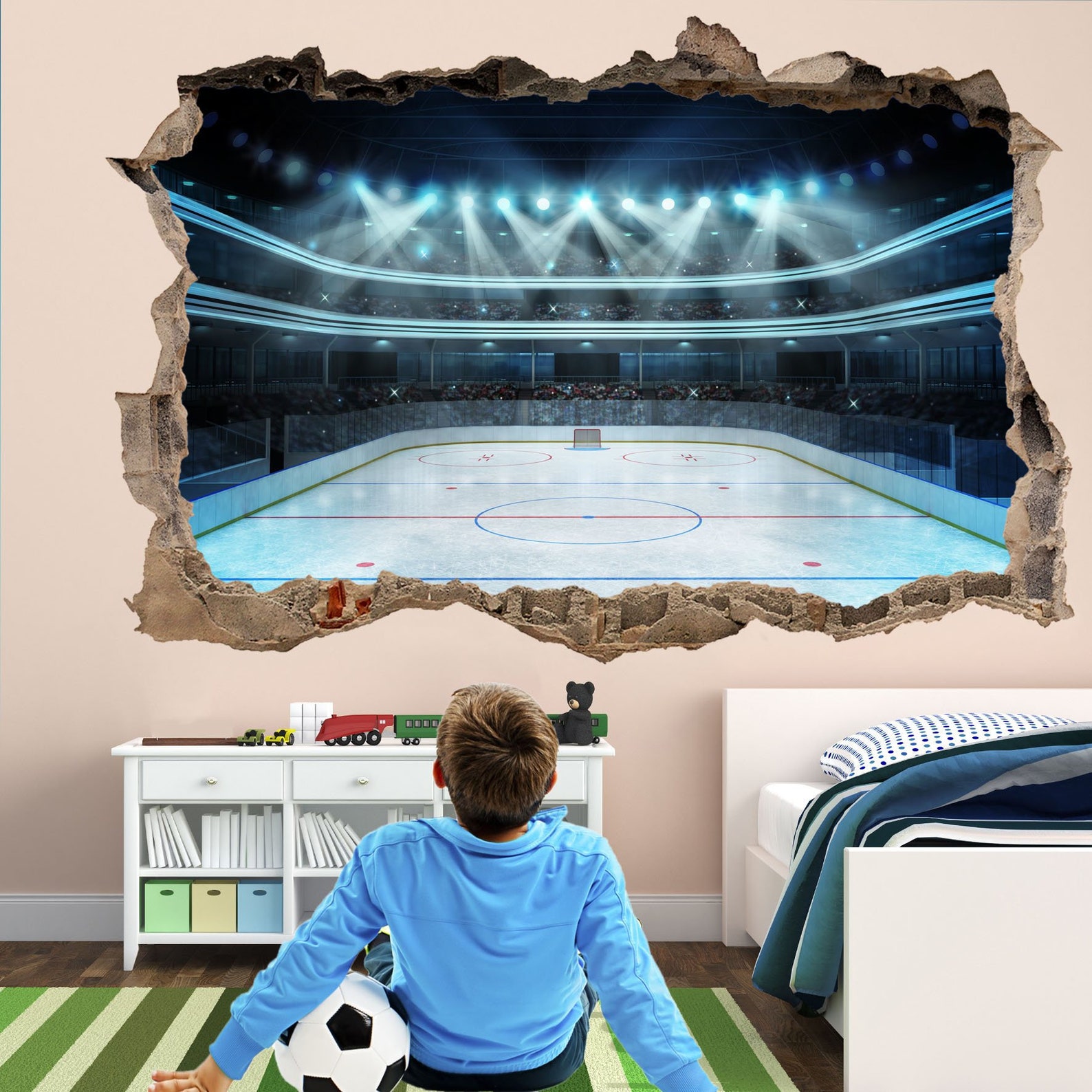 Ice Hockey Rink Wall Decal Sticker Mural Home Office Bedroom Etsy