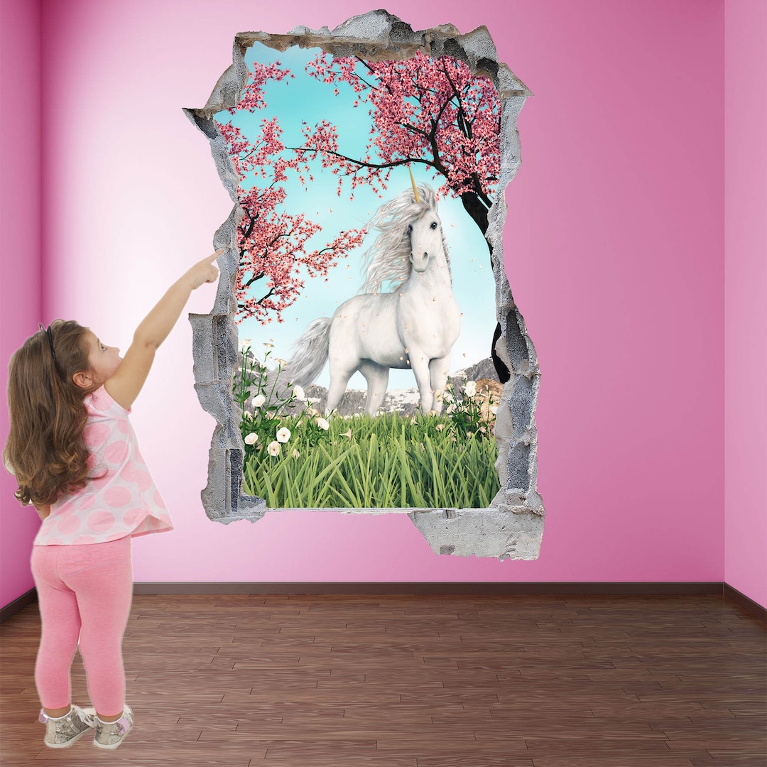 Unicorn Enchanted Forest Fantasy Wall Sticker Mural Decal Print Art ...