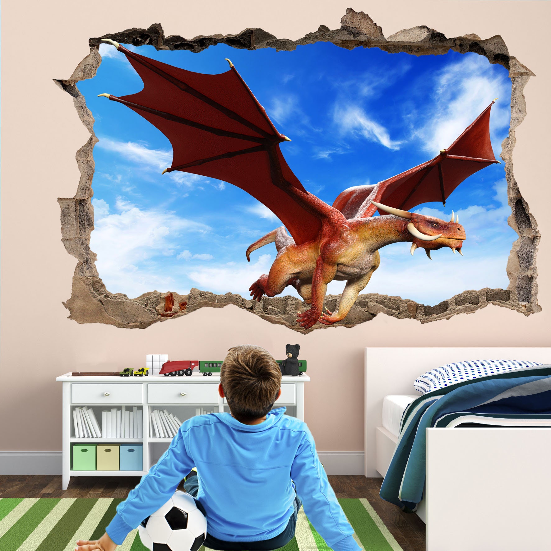 Dragon Fantasy Wall Sticker Mural Decal Print Art Kids Bedroom Decor ...