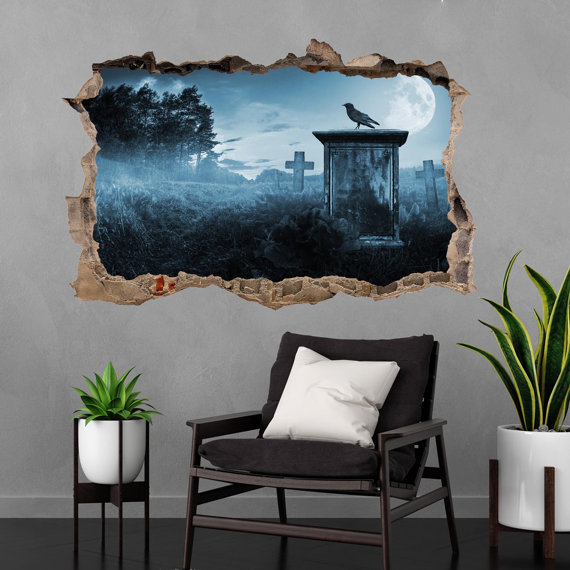 Crow Cemetery Gravestone Wall Decal Sticker Mural Poster Print Art ...