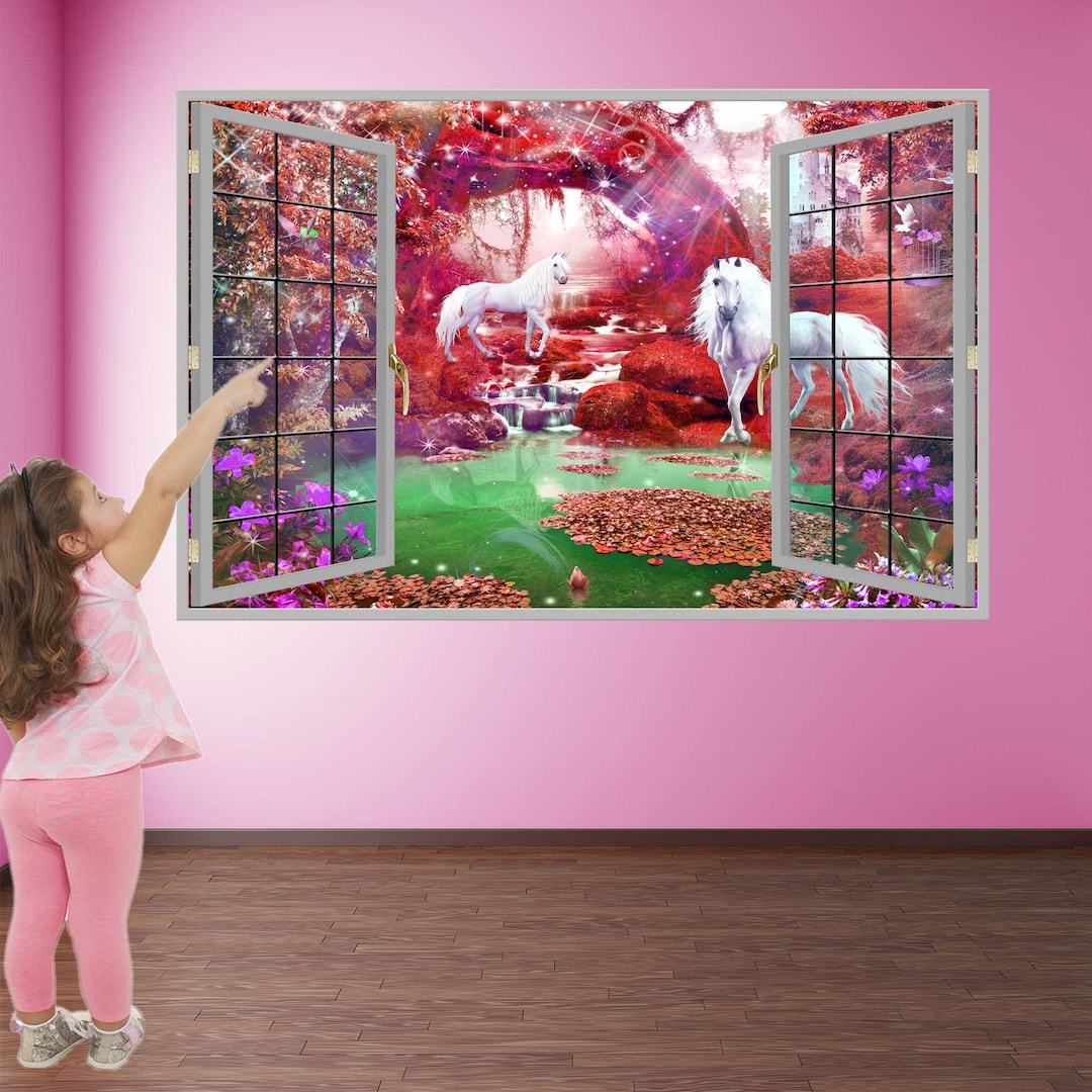 Unicorn Fairy Forest Fantasy Wall Decal Sticker Mural Poster Print Art ...