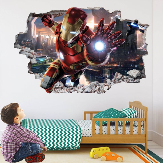 Iron Man Superheld Wandtattoo Sticker Wandbild Poster Print Art Home Office  Decor EA58