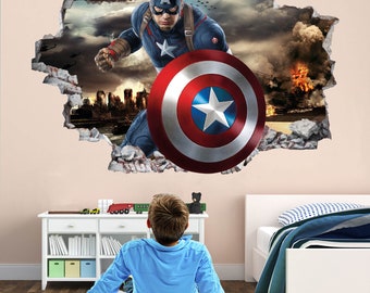 Captain America Superheld Muurtattoo Sticker Muurschildering Poster Print Art Home Office Decor