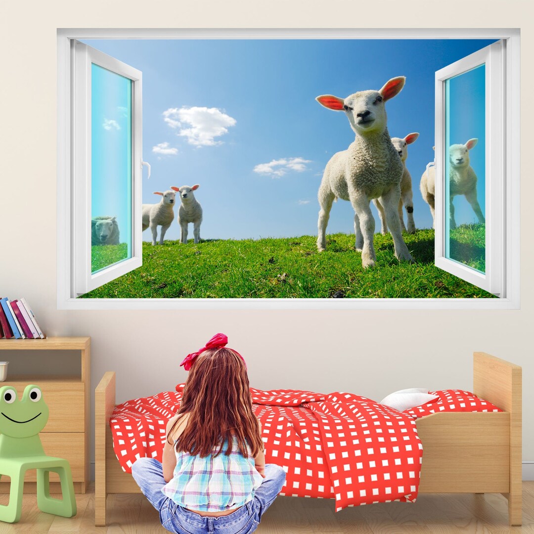 Cute Lambs Wall Decal Sticker Mural Poster Print Art Kids Room Home ...