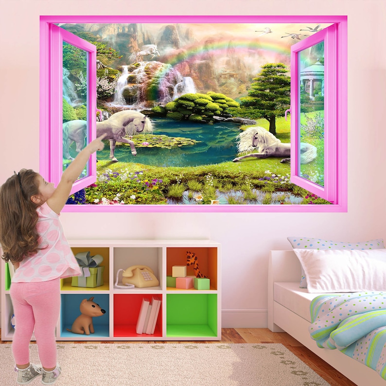 Unicorn Fairytale Fantasy Forest Wall Stickers Mural Decal Print Art ...