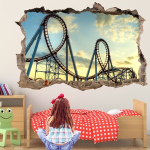 Roller Coaster Ride Wall Decal Sticker Mural Poster Print Art Kids Bedroom Home Decor FM15 zdjęcie 2