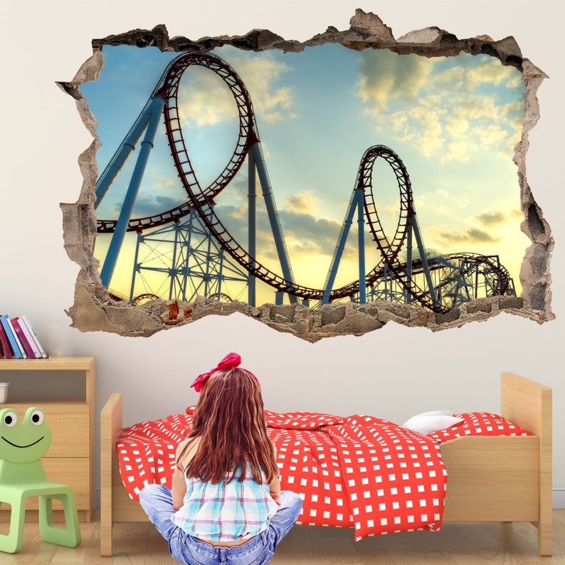 Roller Coaster Ride Wall Decal Sticker Mural Poster Print Art Kids Bedroom Home Decor FM15 zdjęcie 2