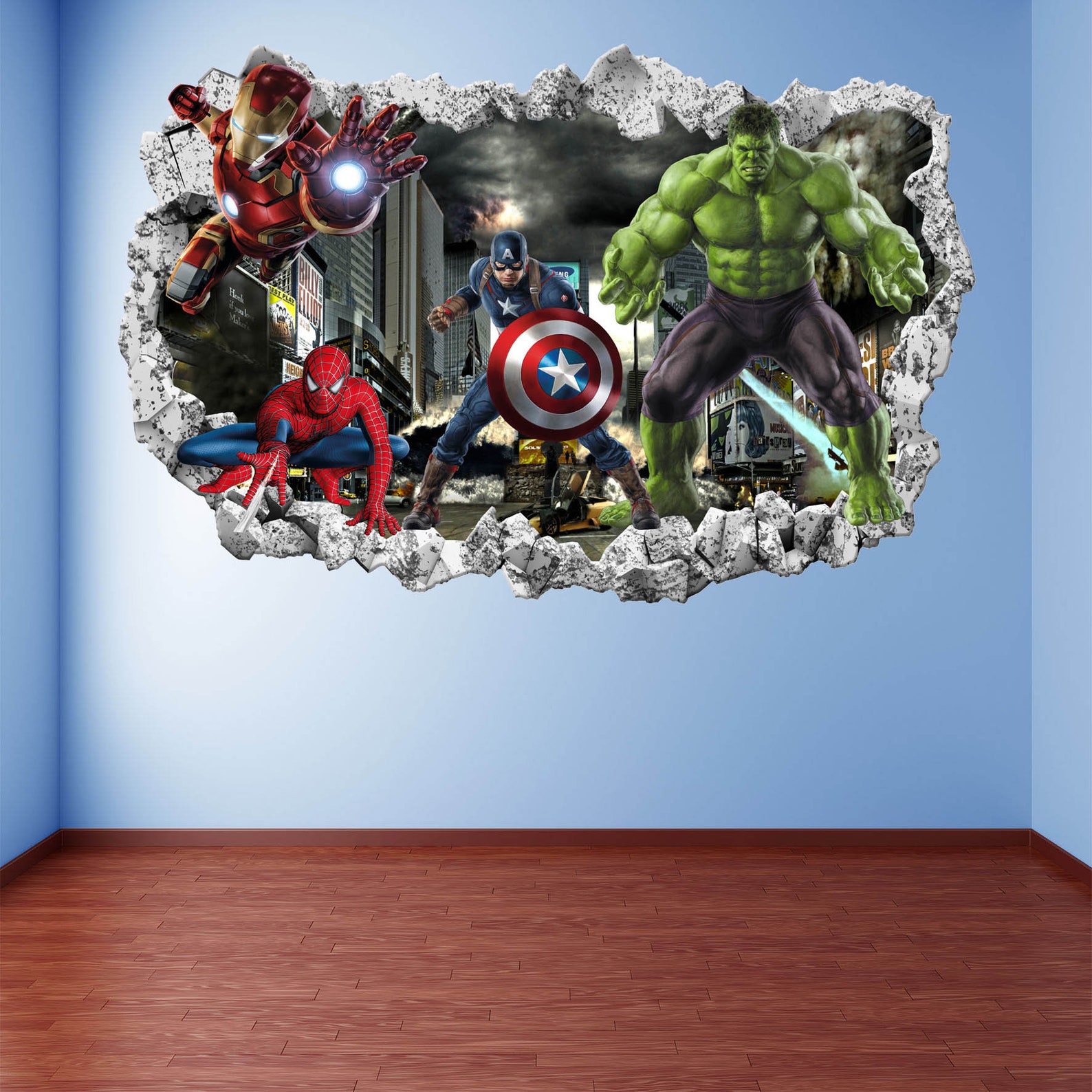 Superhero Wall Decal Sticker Mural Poster Print Art Spiderman Etsy UK
