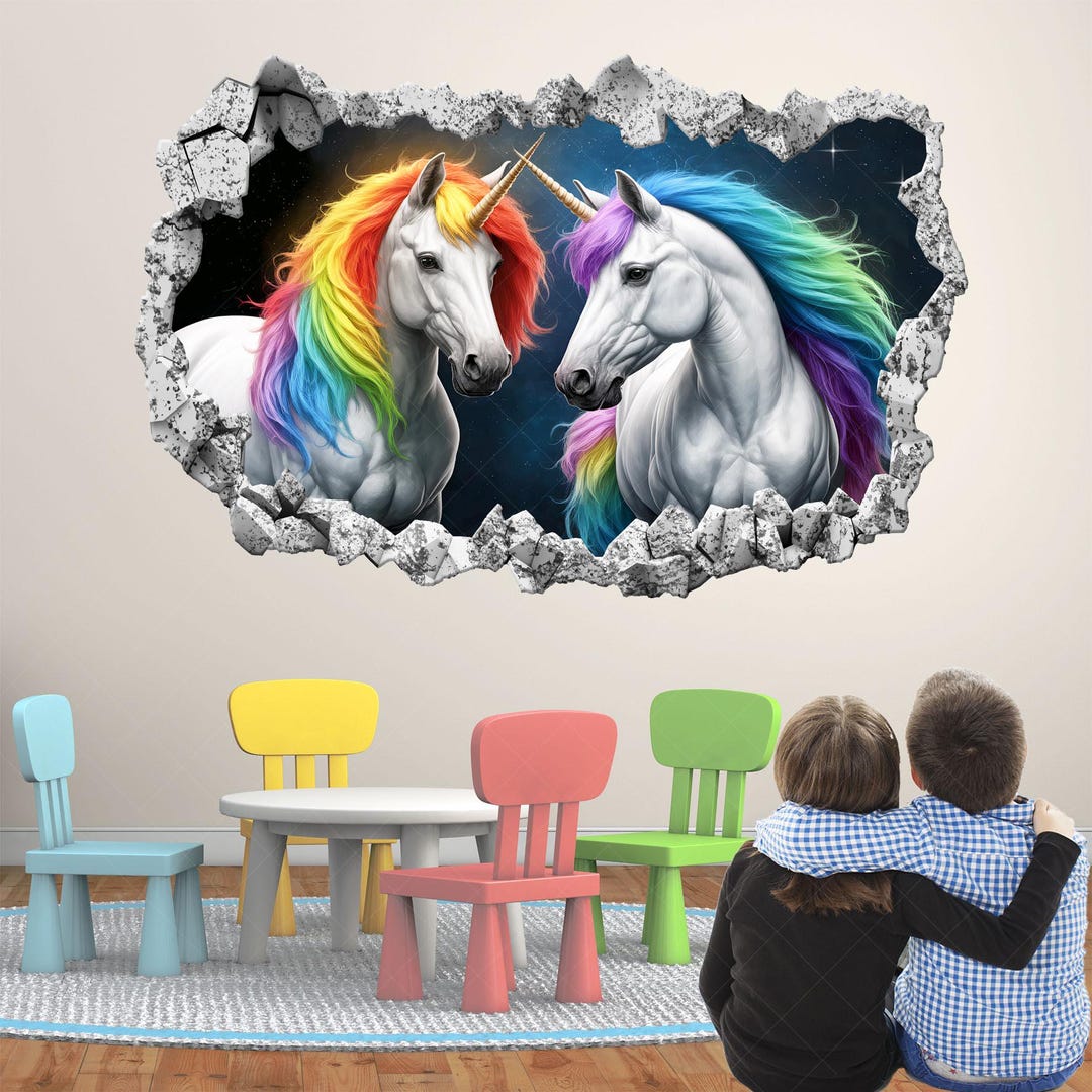 Unicorn Wall Decal Sticker Mural Poster Print Art Kids Girls Bedroom ...