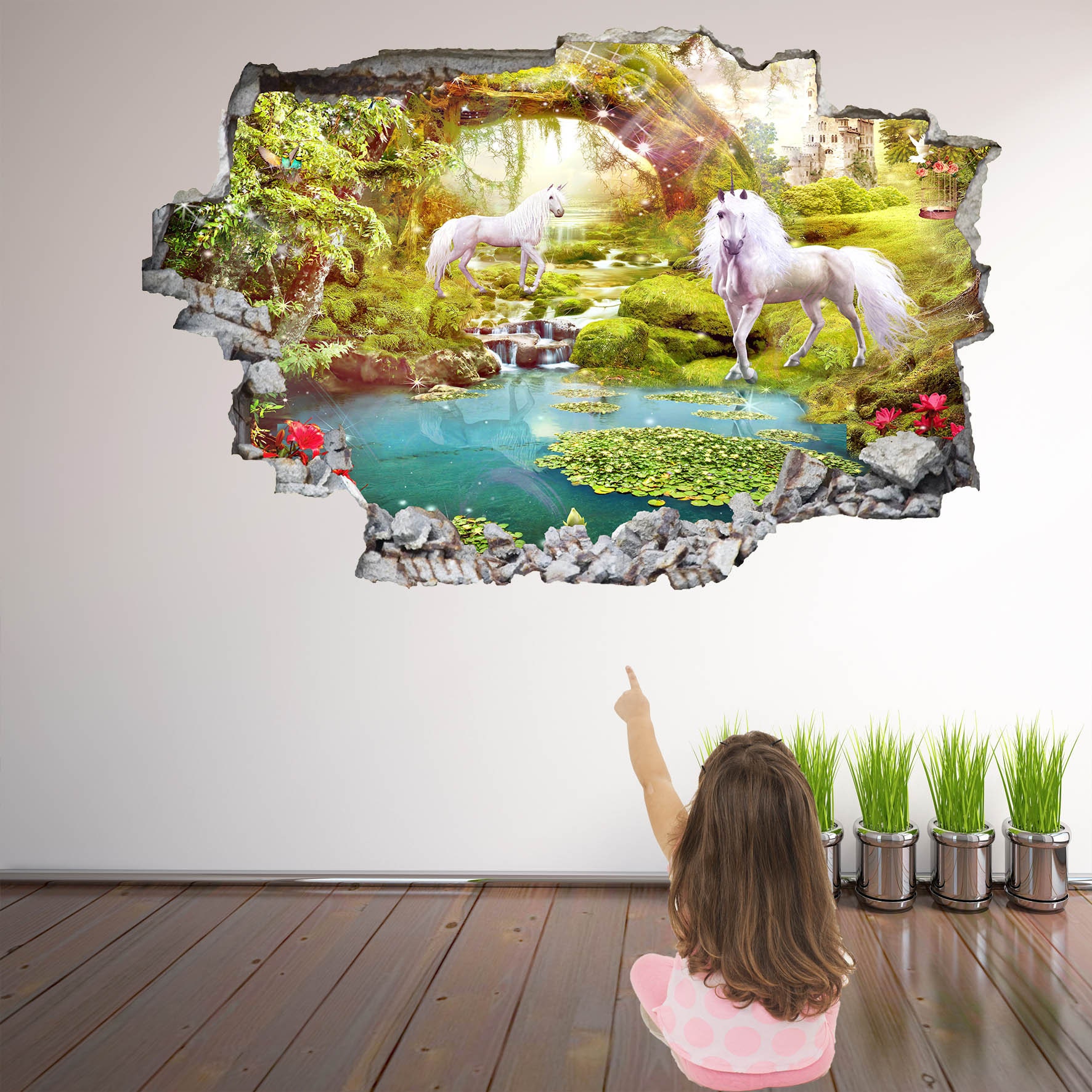 Unicorn Enchanted Forest Fantasy Wall Sticker Mural Decal Print Art ...