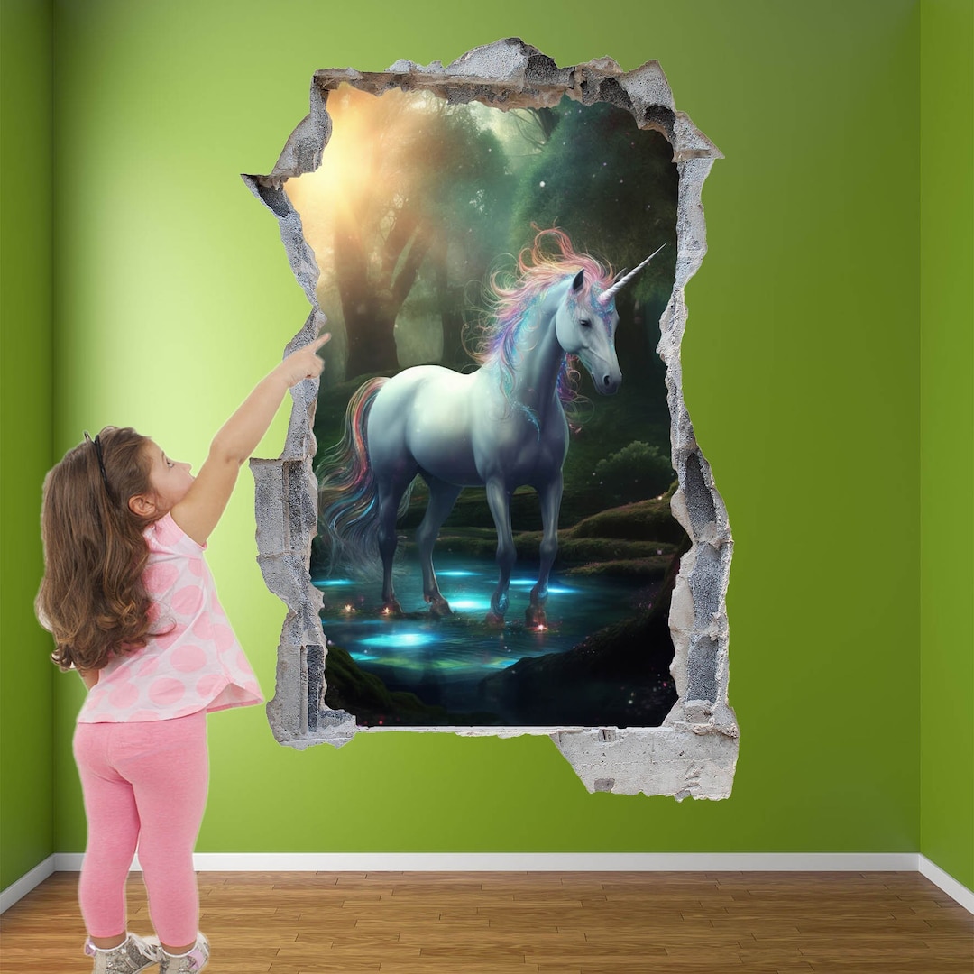 Unicorn Wall Decal Sticker Mural Poster Print Art Kids Girls Bedroom ...