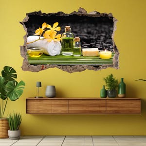 Naklejka ścienna do masażu w spa Świeca Naklejka ścienna Plakat artystyczny Wydrukuj sztukę Salon kosmetyczny Sklep Dekoracja EC23
