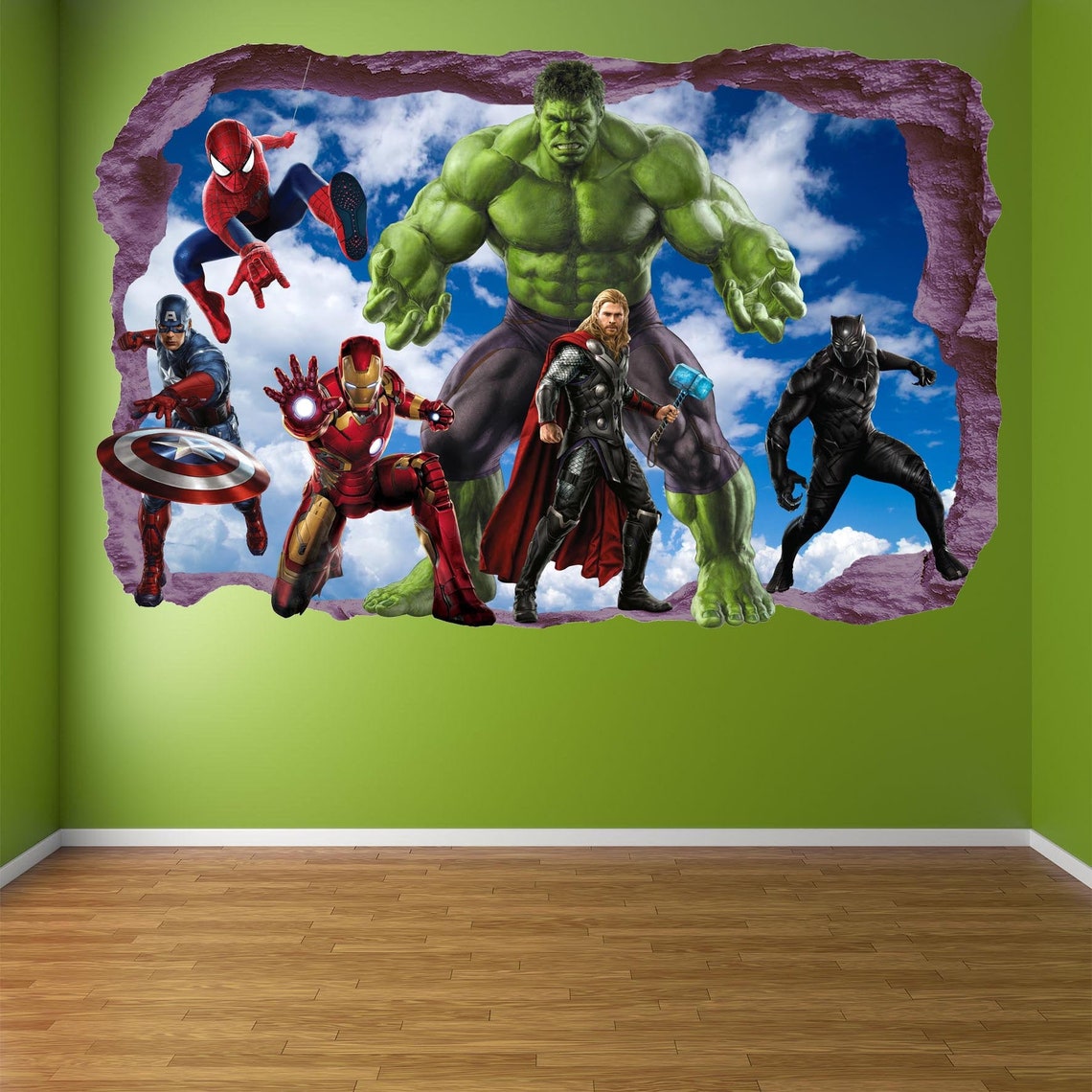 Avengers Superhero Wall Decal Sticker Mural Poster Print Art Etsy