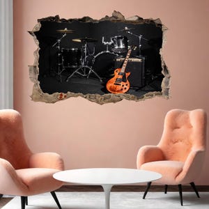 Musical Instruments Drums Guitar Concert Stage Wall Decal Sticker Mural Print Art Home Office Decor CP46