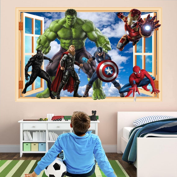 Avengers Superheld Wandtattoo Wandtattoo EA86 Wandtattoo Spiderman Poster Art Man Captain Iron Hulk Thor Print America